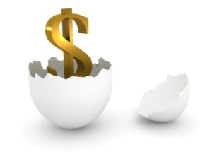 dollar sign hatching out of an egg